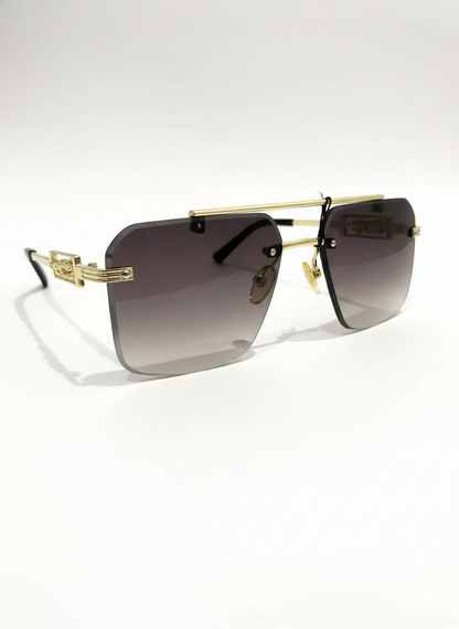 Luxury Gold-Framed Gradient Square Rimless Sunglasses