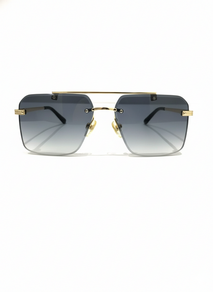 Luxury Gold-Framed Gradient Square Rimless Sunglasses