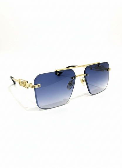 Luxury Gold-Framed Gradient Square Rimless Sunglasses