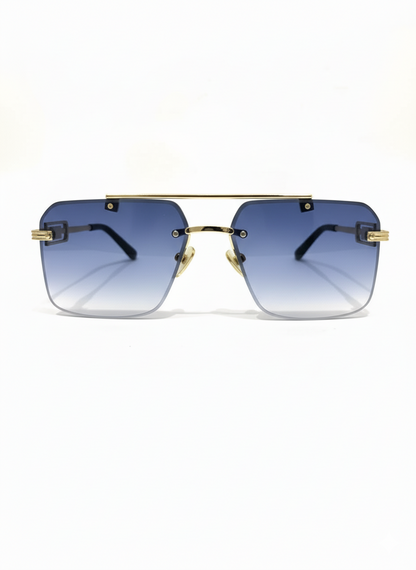 Luxury Gold-Framed Gradient Square Rimless Sunglasses