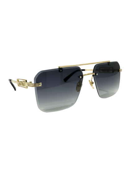 Luxury Gold-Framed Gradient Square Rimless Sunglasses