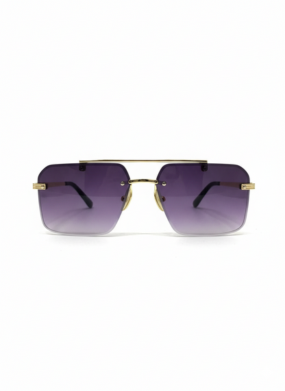 Luxury Gold-Framed Gradient Square Rimless Sunglasses